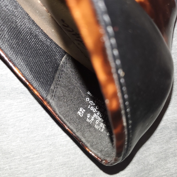 516-Hush Puppies Soft Style 1.5" heel patent animal print heel/trim/bow Sz 7.5w - Picture 7 of 11